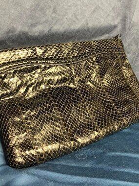Clemente black snakeskin clutch